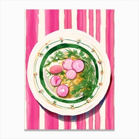 A Plate Of Radishes, Top View Food Illustration 4 Canvas Print
