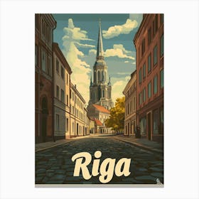 Aihrgdesign A Classic 1960s Travel Poster For Riga 1 Canvas Print