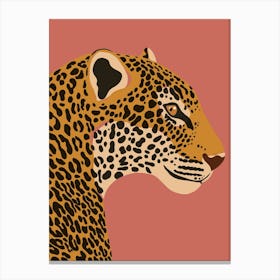 Jungle Safari Leopard on Rose Canvas Print