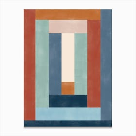 Geometric Painting in Terracotta and Blue No.1 Canvas Print