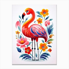 Scandinavian Bird Illustration Flamingo 1 Canvas Print