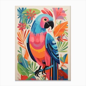 Colourful Scandi Bird Macaw 3 Canvas Print