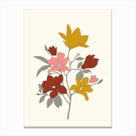 Colorful Minimal Line Art Magnolia Canvas Print