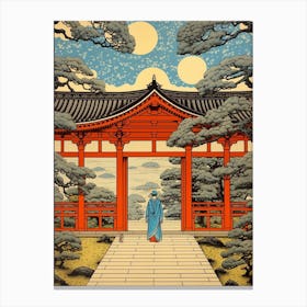 Meiji Shrine, Japan Vintage Travel Art 3 Canvas Print