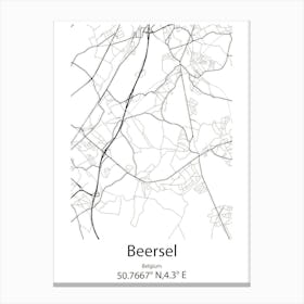 Beersel,Belgium Minimalist Map Canvas Print