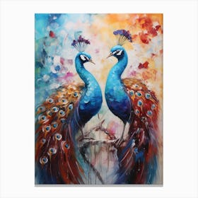 Peacock Abstract Expressionism 1 Canvas Print