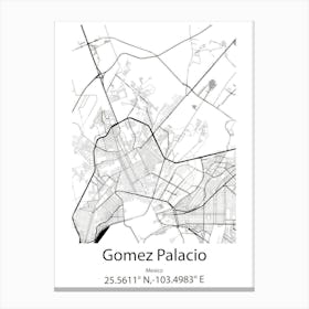 Gomez Palacio,Mexico Minimalist Map Canvas Print