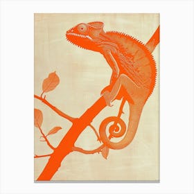 Orange Chameleon Mellers Chameleon Block Print 4 Canvas Print