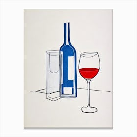 Carignan Rosé Picasso Line Drawing Cocktail Poster Canvas Print