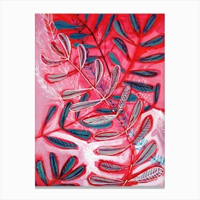 Pink And Red Botanical Print Two Canvas Print