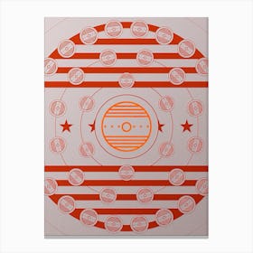 Geometric Abstract Glyph Circle Array in Tomato Red n.0078 Canvas Print