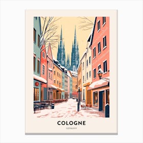 Vintage Winter Travel Poster Cologne Germany 4 Canvas Print