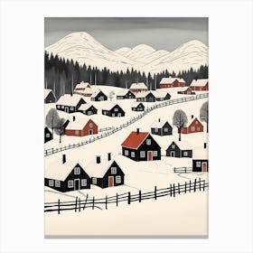 Scandinavian Village Scene Painting (34) Canvas Print