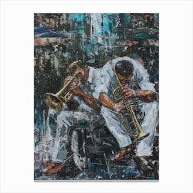 Two Musicians Playing Trumpets Canvas Print