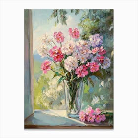 Phloxes, A Bouquet In The Morning On The Window Canvas Print