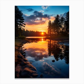 Sunset In The Woods Canvas Print