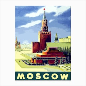 Moscow, Red Square, Soviet Vintage Travel Poster Canvas Print