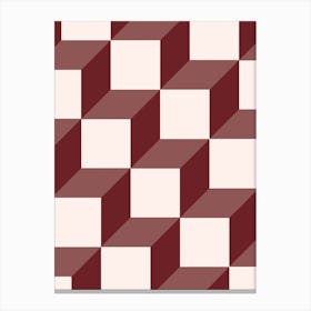 Cube Geometric Pattern in Red Brown Canvas Print