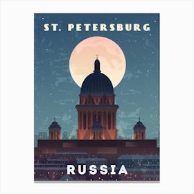 St. Petersburg, Russia — Retro travel minimalist poster Canvas Print