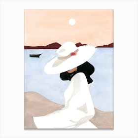 Woman In White Hat 2 Canvas Print