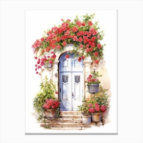 Antibes, France   Mediterranean Doors Watercolour Painting 1 Canvas Print