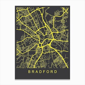 Bradford Map Neon Canvas Print