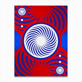 Geometric Abstract Glyph in White on Red and Blue Array n.0053 Canvas Print