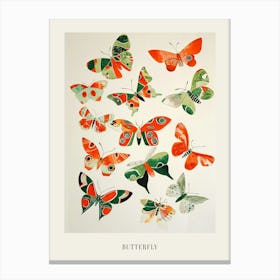 Colourful Insect Illustration Butterfly 1 Poster Canvas Print
