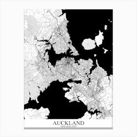 Auckland White Black Map Canvas Print