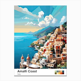 Amalfi Coast, Italy, Geometric Illustration 1 Poster Canvas Print