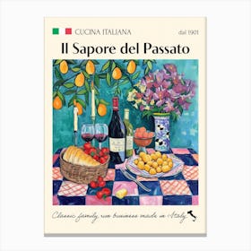Il Sapore Del Passato Trattoria Italian Poster Food Kitchen Canvas Print