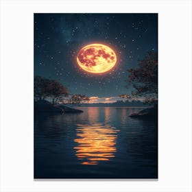 Full Moon Over Water Canvas Print