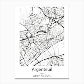 Argenteuil,France Minimalist Map Canvas Print