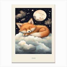 Baby Fox 11 Sleeping In The Clouds Nursery Poster Canvas Print