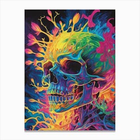 Neon Iridescent Skull Painting (8) Canvas Print