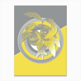 Vintage Peach Botanical Geometric Art in Yellow and Gray n.397 Canvas Print