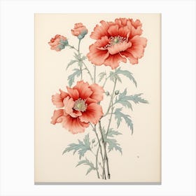 Botan Peony 1 Vintage Japanese Botanical Canvas Print