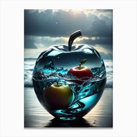Apple In Water Print Canvas Print