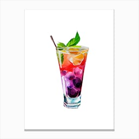 Watercolor Cocktail Isolated On White Canvas Print