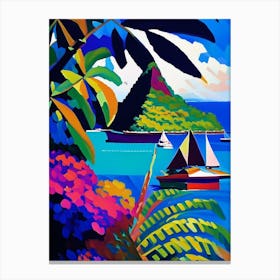 Nuku Hiva French Polynesia Colourful Painting Tropical Destination Canvas Print