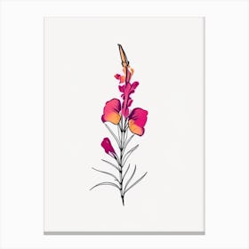 Snapdragon Floral Minimal Line Drawing 2 Flower Canvas Print