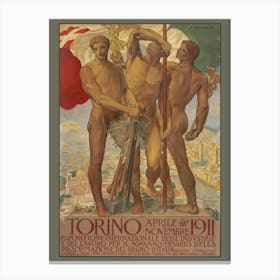 Torino - Italy vintage poster from 1911 Canvas Print