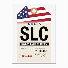 Salt Lake City (SLC) Utah, USA Vintage Airline Luggage Tag Canvas Print