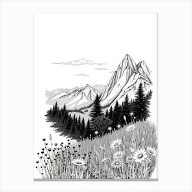 Black And White Mountain Canvas Print