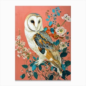 Floral Animal Painting Owl 4 Canvas Print
