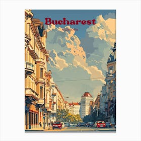 Bucharest Romania Vintage Travel Illustration Canvas Print