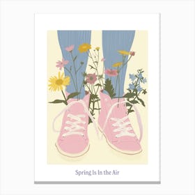 Spring In In The Air Pink Sneakers And Flowers 2 Canvas Print