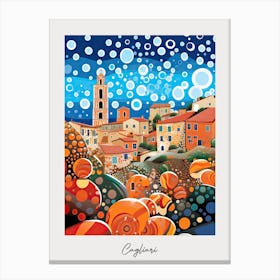 Poster Of Cagliari, Italy, Illustration In The Style Of Pop Art 4 Canvas Print