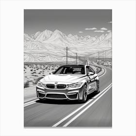 Bmw M3 Open Road Line Drawing 1 Canvas Print