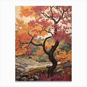 Redbud 2 Vintage Autumn Tree Print  Canvas Print